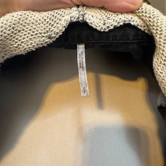 Free People Black Denim Jacket with Gray Knit Sleeves - Picture 4 of 4